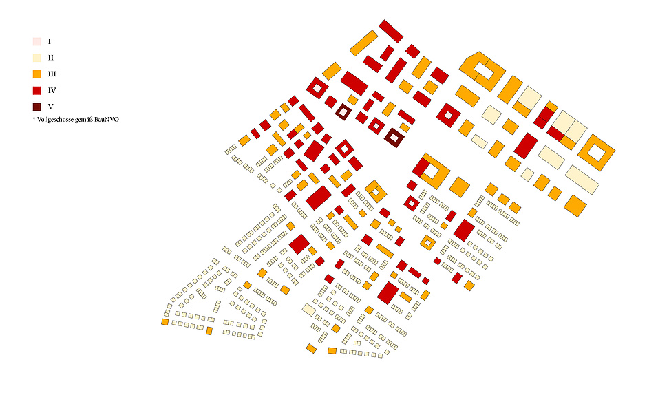 Grafik: Darstellung der verschiedenen Gebäudehöhen als Piktogramm